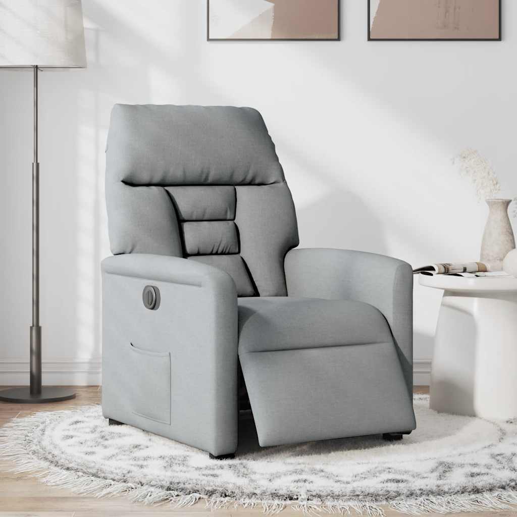 Fauteuil elektrisch verstelbaar stof lichtgrijs is nu te koop bij PeponiXL, paradijselijk wonen!