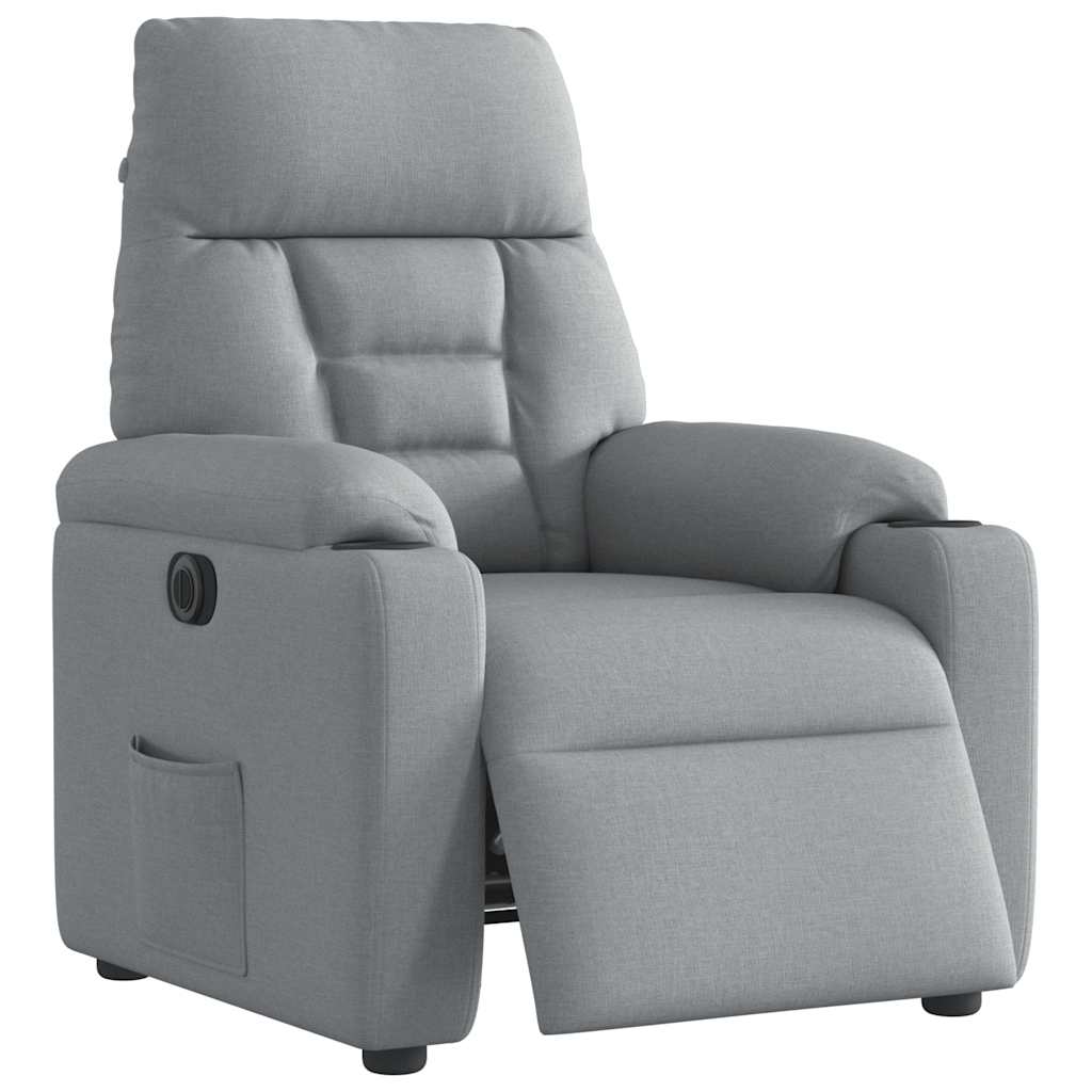 Fauteuil elektrisch verstelbaar stof lichtgrijs is nu te koop bij PeponiXL, paradijselijk wonen!