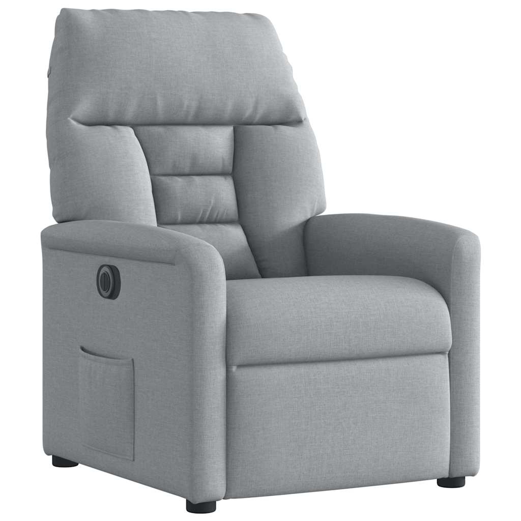 Fauteuil elektrisch verstelbaar stof lichtgrijs is nu te koop bij PeponiXL, paradijselijk wonen!