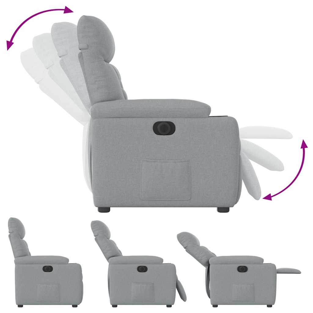 Fauteuil elektrisch verstelbaar stof lichtgrijs is nu te koop bij PeponiXL, paradijselijk wonen!