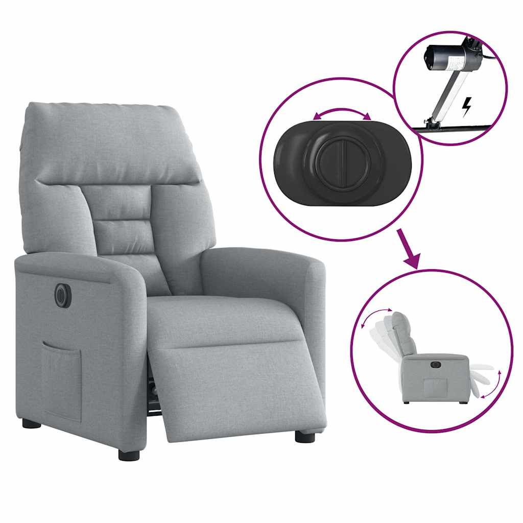 Fauteuil elektrisch verstelbaar stof lichtgrijs is nu te koop bij PeponiXL, paradijselijk wonen!