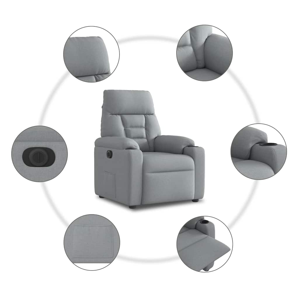 Fauteuil elektrisch verstelbaar stof lichtgrijs is nu te koop bij PeponiXL, paradijselijk wonen!