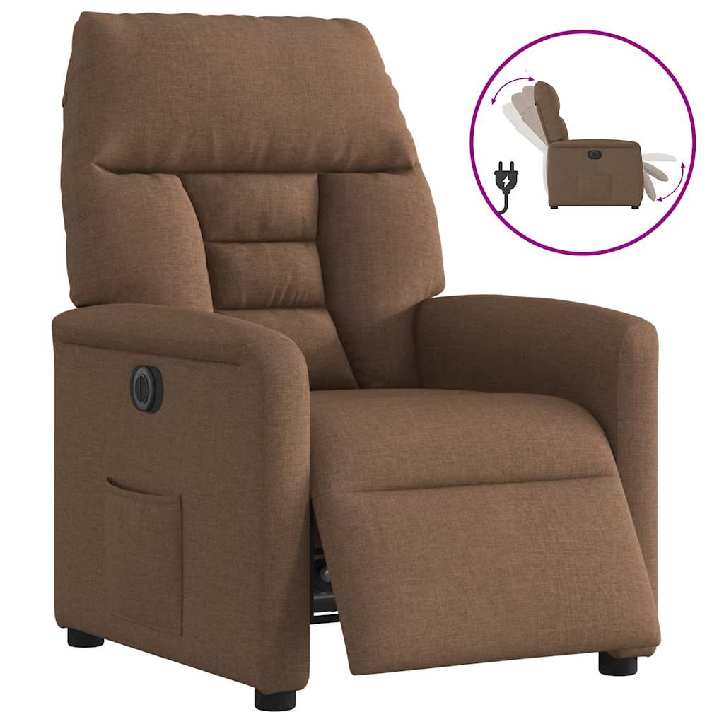 Fauteuil verstelbaar elektrisch stof bruin is nu te koop bij PeponiXL, paradijselijk wonen!