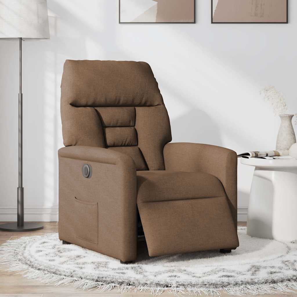 Fauteuil verstelbaar elektrisch stof bruin is nu te koop bij PeponiXL, paradijselijk wonen!