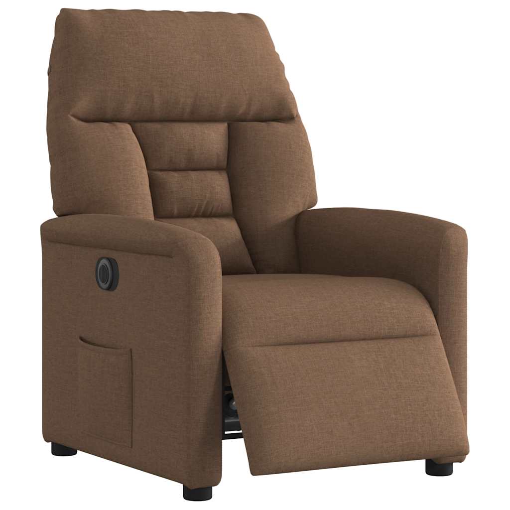 Fauteuil verstelbaar elektrisch stof bruin is nu te koop bij PeponiXL, paradijselijk wonen!