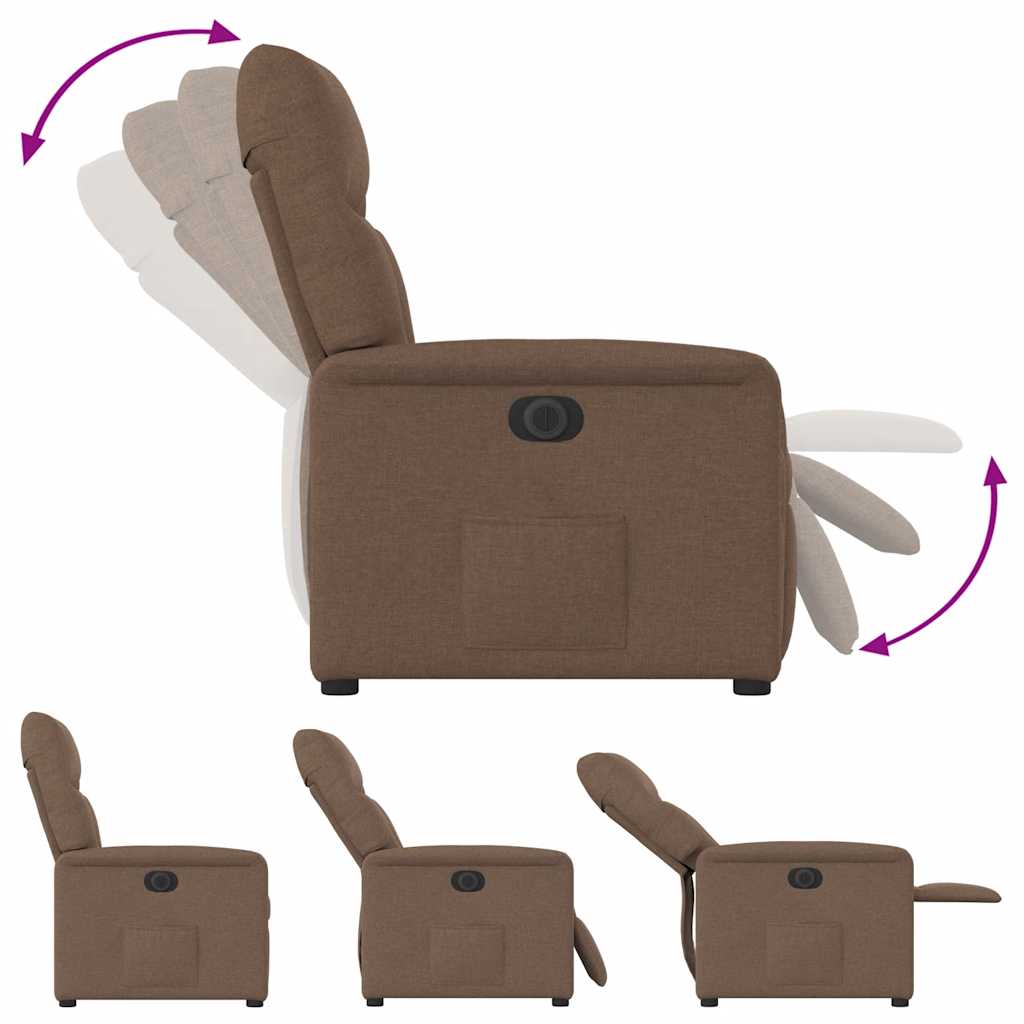 Fauteuil verstelbaar elektrisch stof bruin is nu te koop bij PeponiXL, paradijselijk wonen!