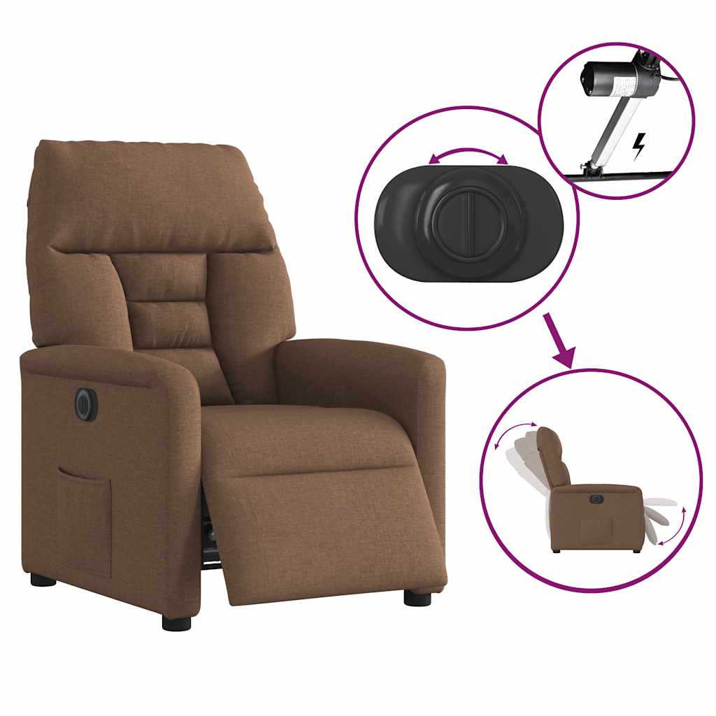 Fauteuil verstelbaar elektrisch stof bruin is nu te koop bij PeponiXL, paradijselijk wonen!