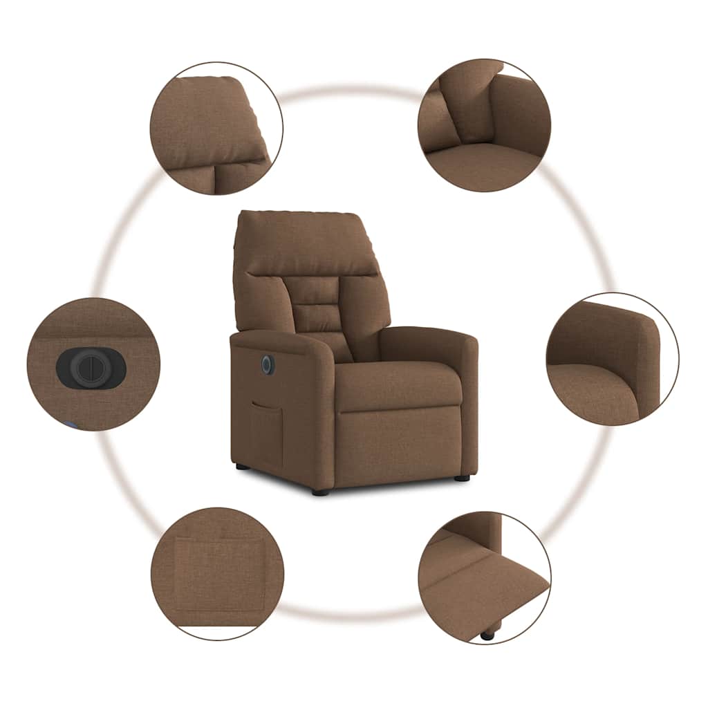 Fauteuil verstelbaar elektrisch stof bruin is nu te koop bij PeponiXL, paradijselijk wonen!
