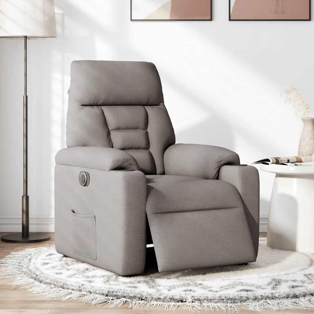 Fauteuil verstelbaar elektrisch stof taupe is nu te koop bij PeponiXL, paradijselijk wonen!
