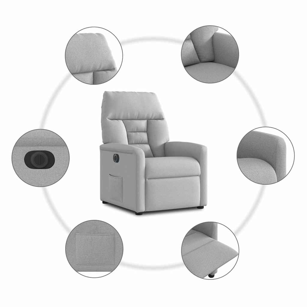 Fauteuil elektrisch verstelbaar stof wolk grijs is nu te koop bij PeponiXL, paradijselijk wonen!