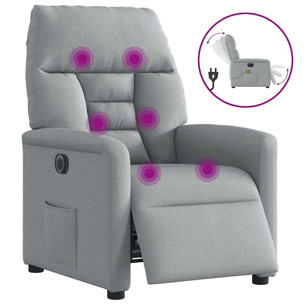 Massagestoel elektrisch verstelbaar stof lichtgrijs is nu te koop bij PeponiXL, paradijselijk wonen!