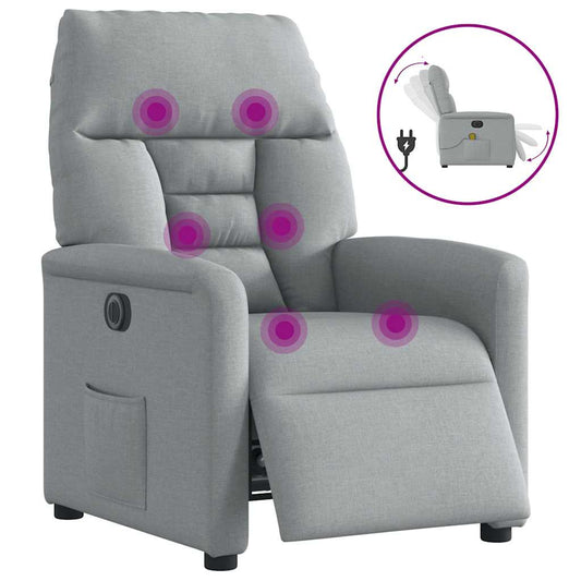 Massagestoel elektrisch verstelbaar stof lichtgrijs is nu te koop bij PeponiXL, paradijselijk wonen!