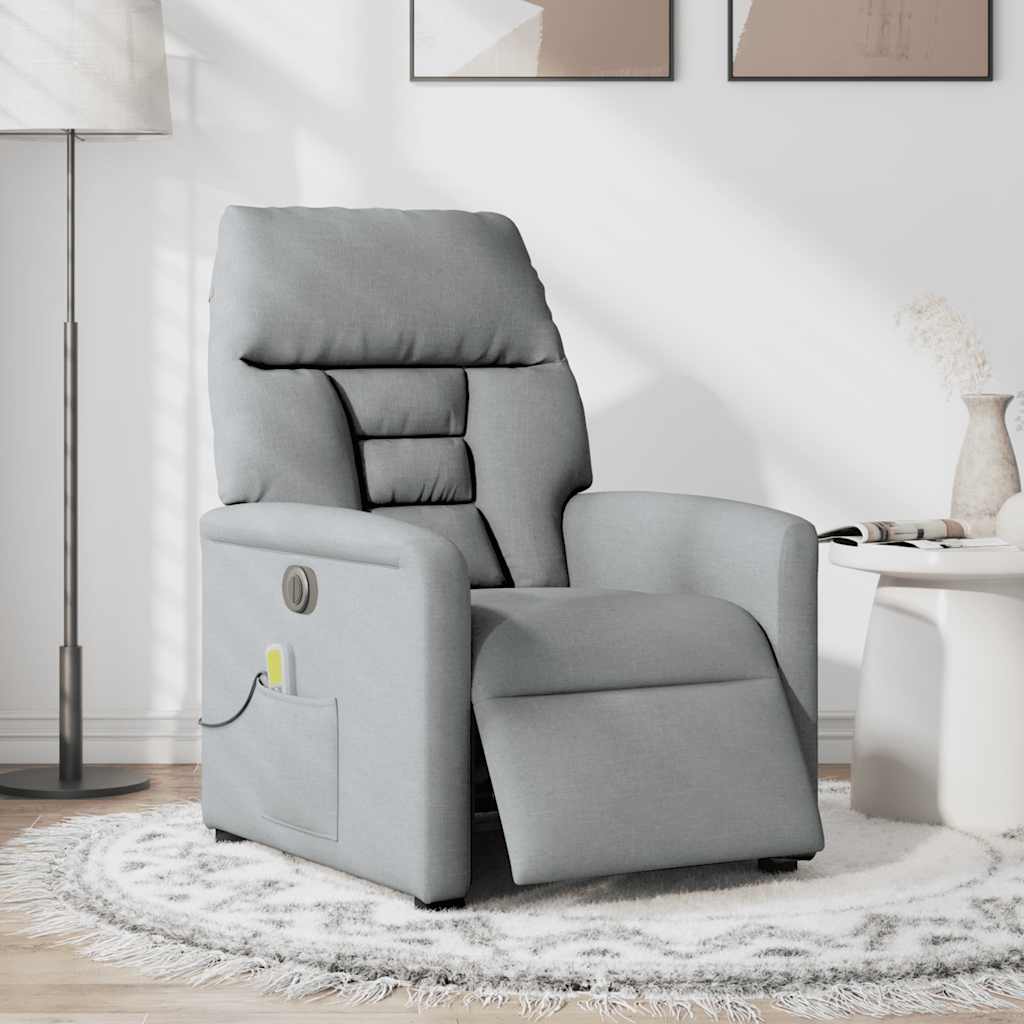 Massagestoel elektrisch verstelbaar stof lichtgrijs is nu te koop bij PeponiXL, paradijselijk wonen!