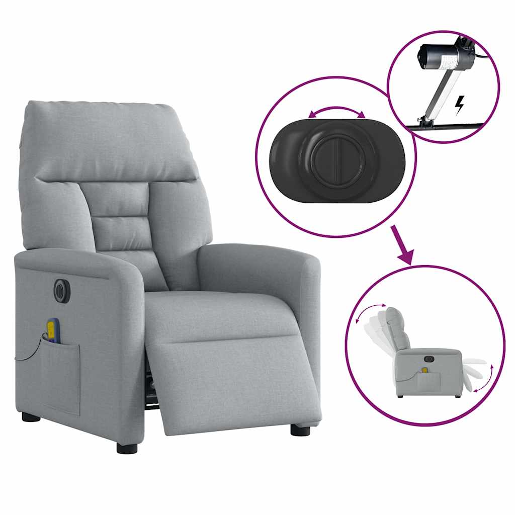 Massagestoel elektrisch verstelbaar stof lichtgrijs is nu te koop bij PeponiXL, paradijselijk wonen!
