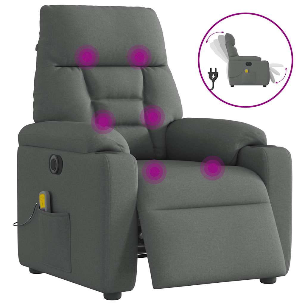 Massagestoel elektrisch verstelbaar stof donkergrijs is nu te koop bij PeponiXL, paradijselijk wonen!
