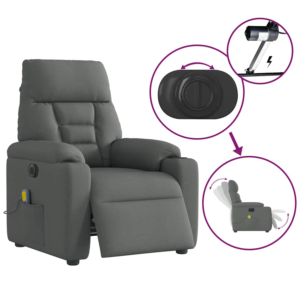 Massagestoel elektrisch verstelbaar stof donkergrijs is nu te koop bij PeponiXL, paradijselijk wonen!