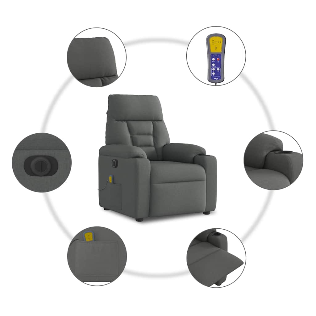 Massagestoel elektrisch verstelbaar stof donkergrijs is nu te koop bij PeponiXL, paradijselijk wonen!