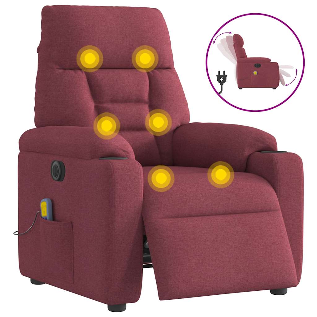 Massagestoel elektrisch verstelbaar stof wijnrood is nu te koop bij PeponiXL, paradijselijk wonen!