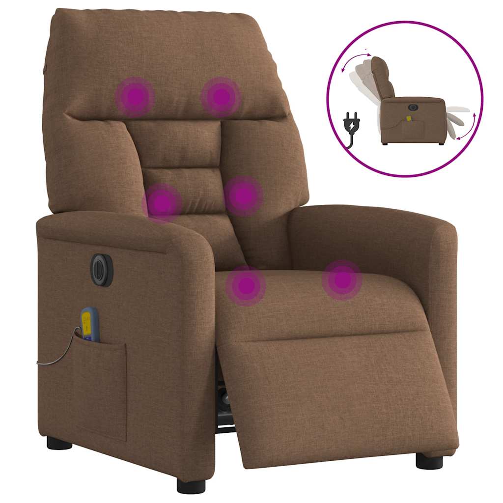 Massagestoel elektrisch verstelbaar stof bruin is nu te koop bij PeponiXL, paradijselijk wonen!