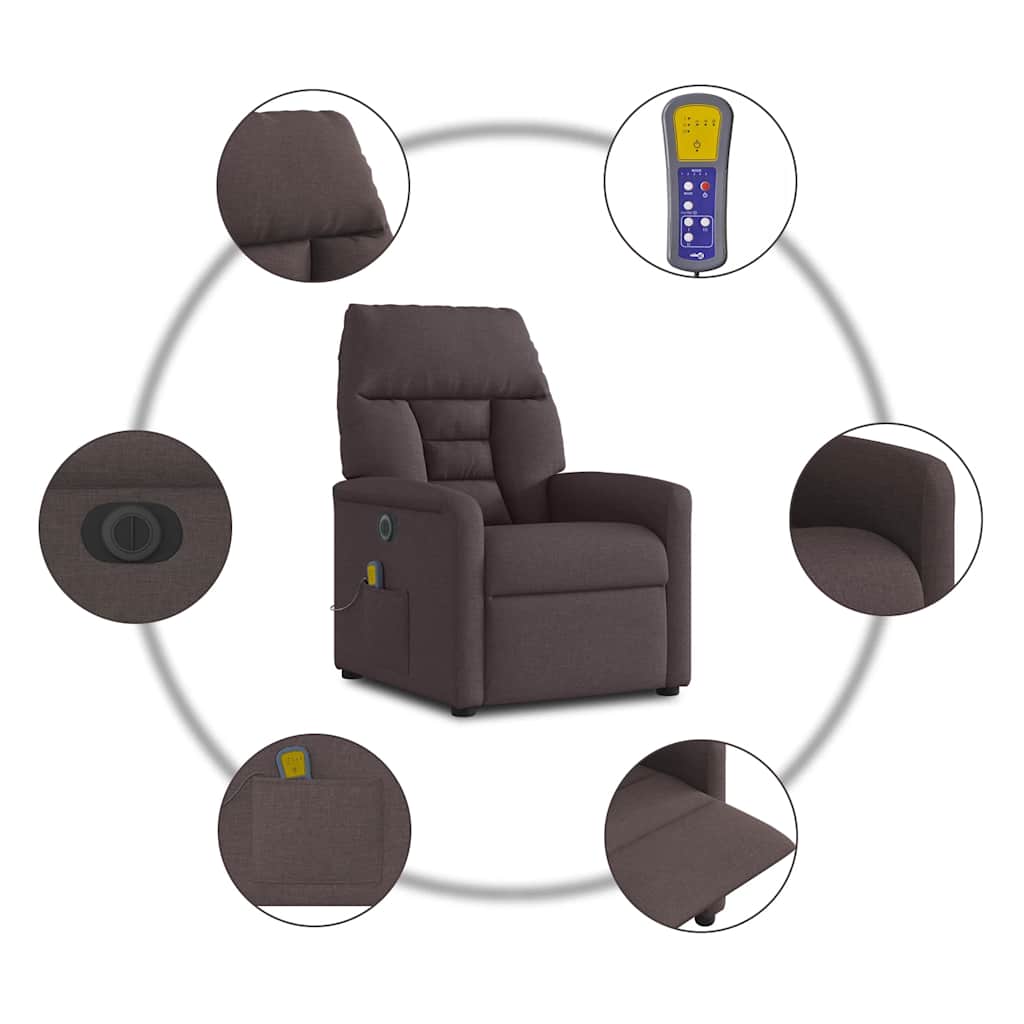 Massagestoel elektrisch verstelbaar stof donkerbruin is nu te koop bij PeponiXL, paradijselijk wonen!