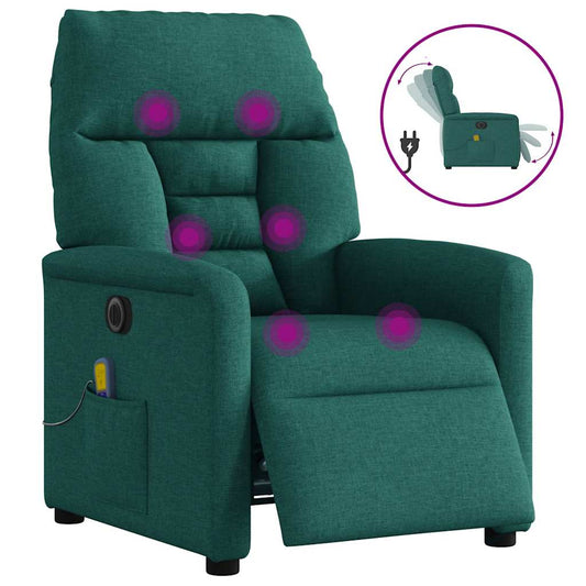 Massagestoel elektrisch verstelbaar stof donkergroen is nu te koop bij PeponiXL, paradijselijk wonen!