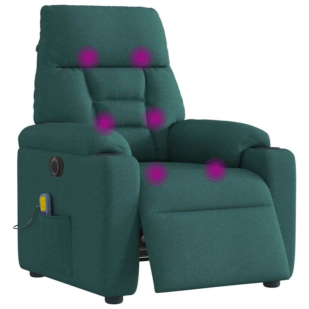 Massagestoel elektrisch verstelbaar stof donkergroen is nu te koop bij PeponiXL, paradijselijk wonen!