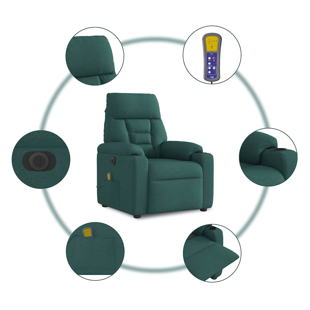 Massagestoel elektrisch verstelbaar stof donkergroen is nu te koop bij PeponiXL, paradijselijk wonen!