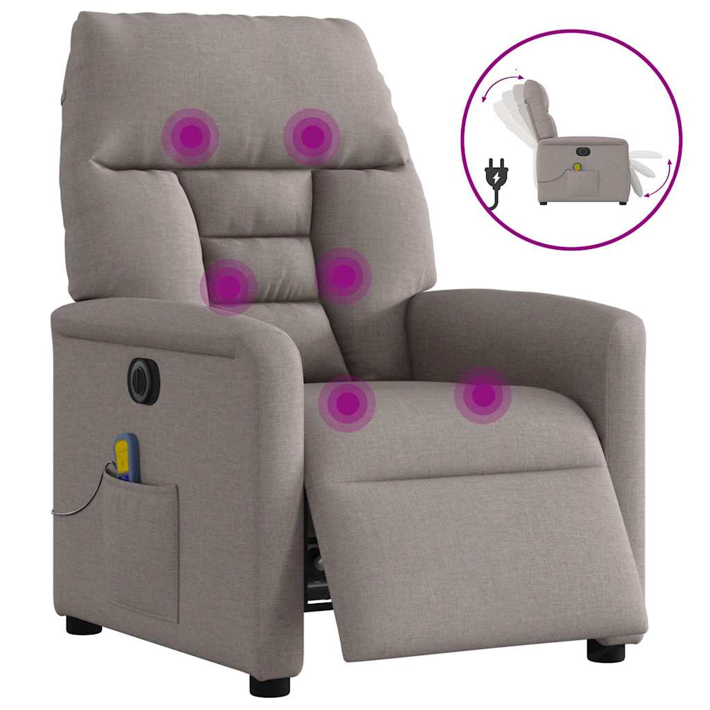 Massagestoel elektrisch verstelbaar stof taupe is nu te koop bij PeponiXL, paradijselijk wonen!