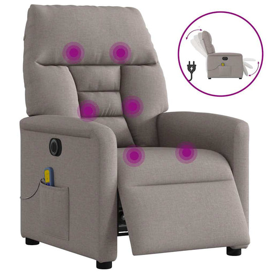Massagestoel elektrisch verstelbaar stof taupe is nu te koop bij PeponiXL, paradijselijk wonen!