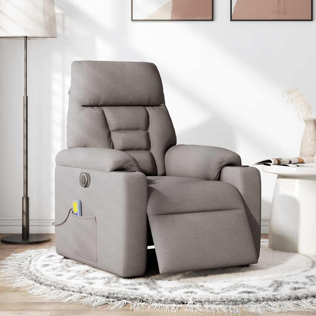 Massagestoel elektrisch verstelbaar stof taupe is nu te koop bij PeponiXL, paradijselijk wonen!