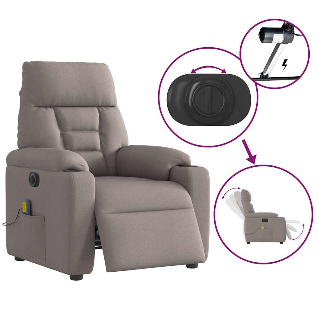 Massagestoel elektrisch verstelbaar stof taupe is nu te koop bij PeponiXL, paradijselijk wonen!