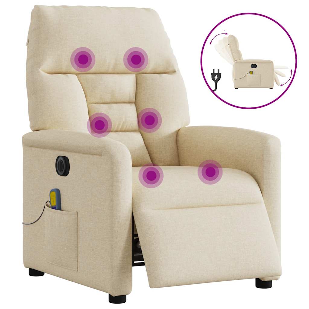 Massagestoel elektrisch verstelbaar stof crèmekleurig is nu te koop bij PeponiXL, paradijselijk wonen!
