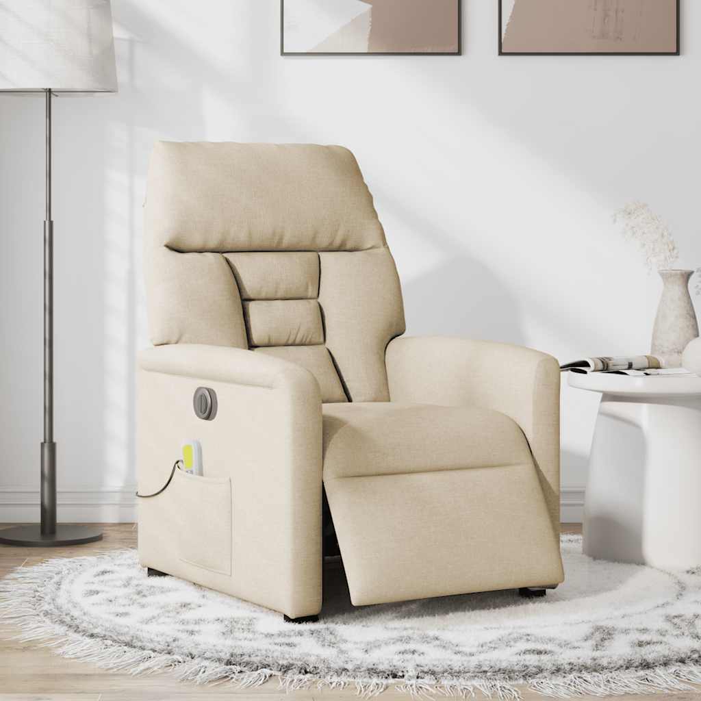 Massagestoel elektrisch verstelbaar stof crèmekleurig is nu te koop bij PeponiXL, paradijselijk wonen!
