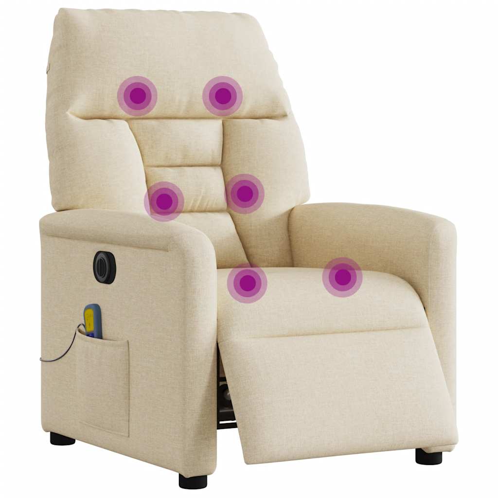 Massagestoel elektrisch verstelbaar stof crèmekleurig is nu te koop bij PeponiXL, paradijselijk wonen!