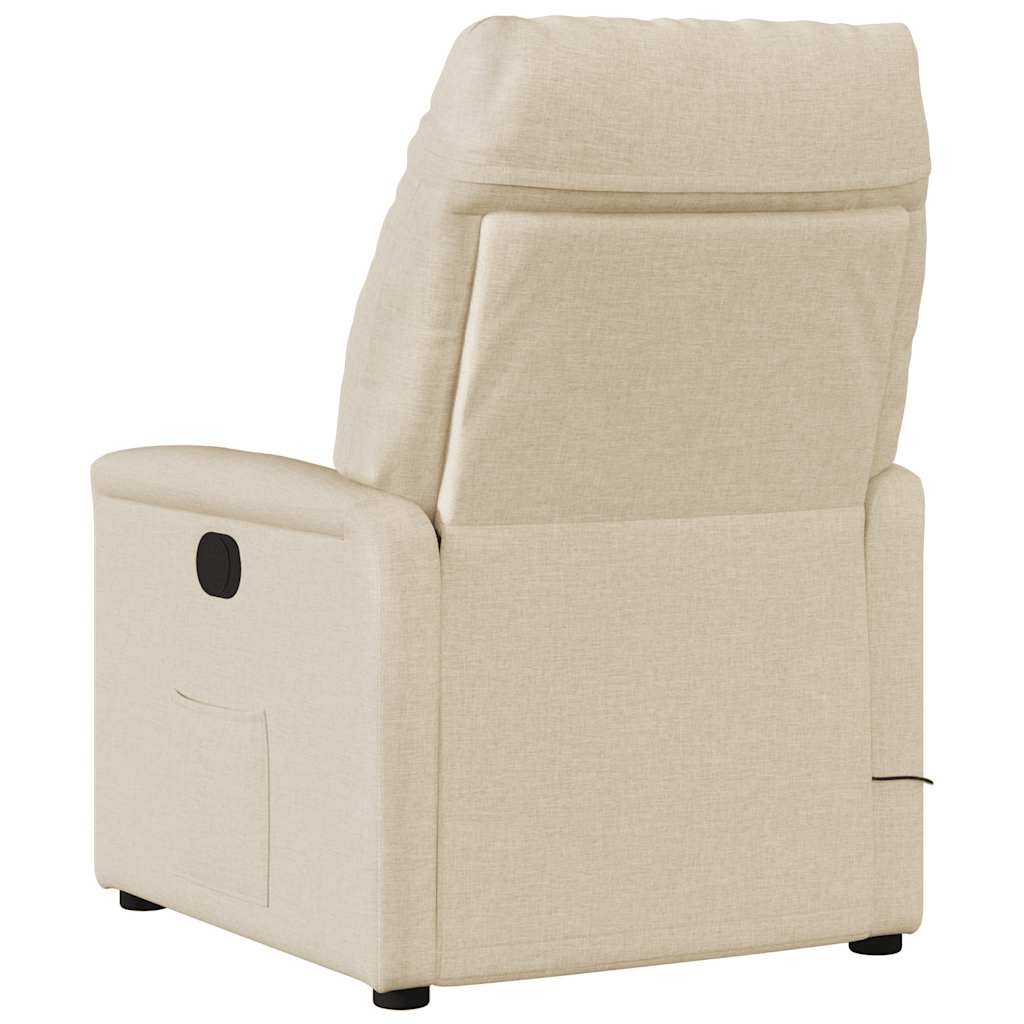Massagestoel elektrisch verstelbaar stof crèmekleurig is nu te koop bij PeponiXL, paradijselijk wonen!