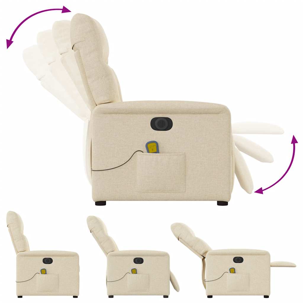 Massagestoel elektrisch verstelbaar stof crèmekleurig is nu te koop bij PeponiXL, paradijselijk wonen!