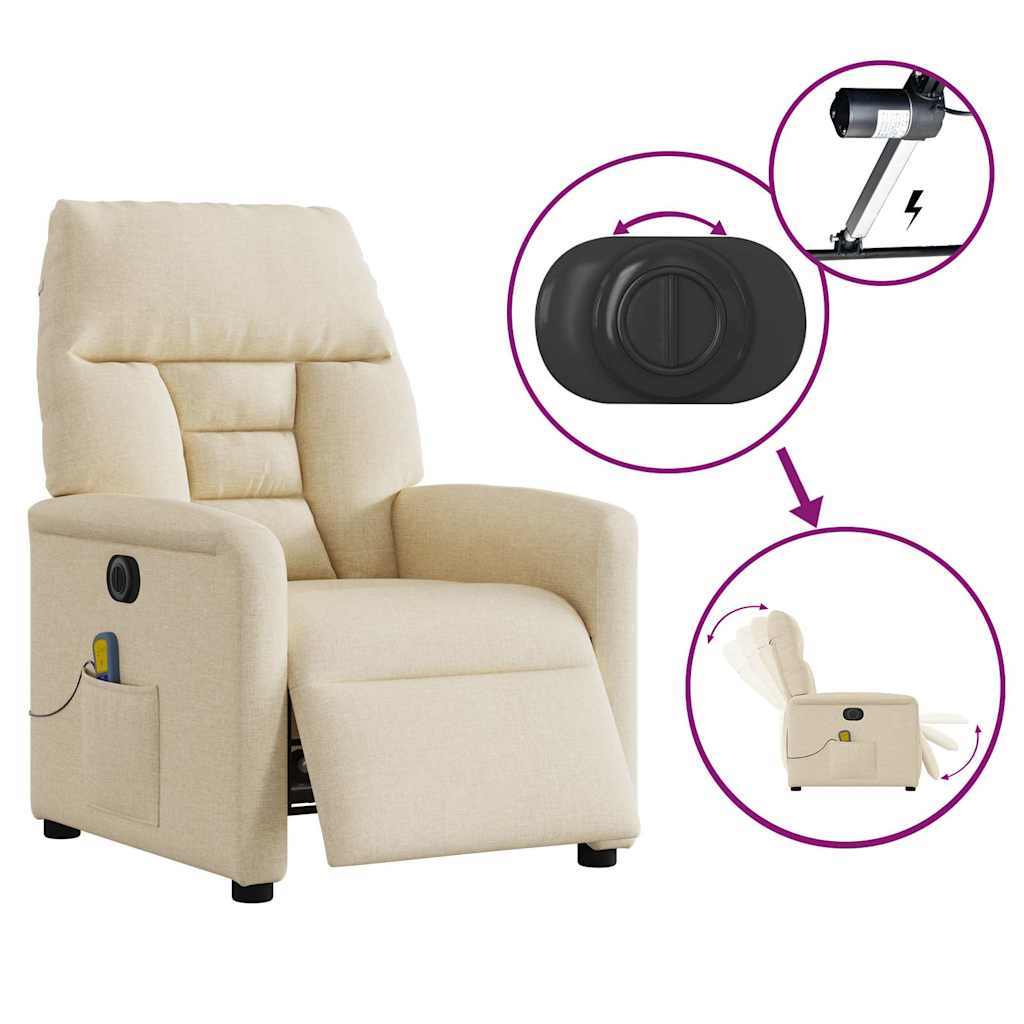 Massagestoel elektrisch verstelbaar stof crèmekleurig is nu te koop bij PeponiXL, paradijselijk wonen!