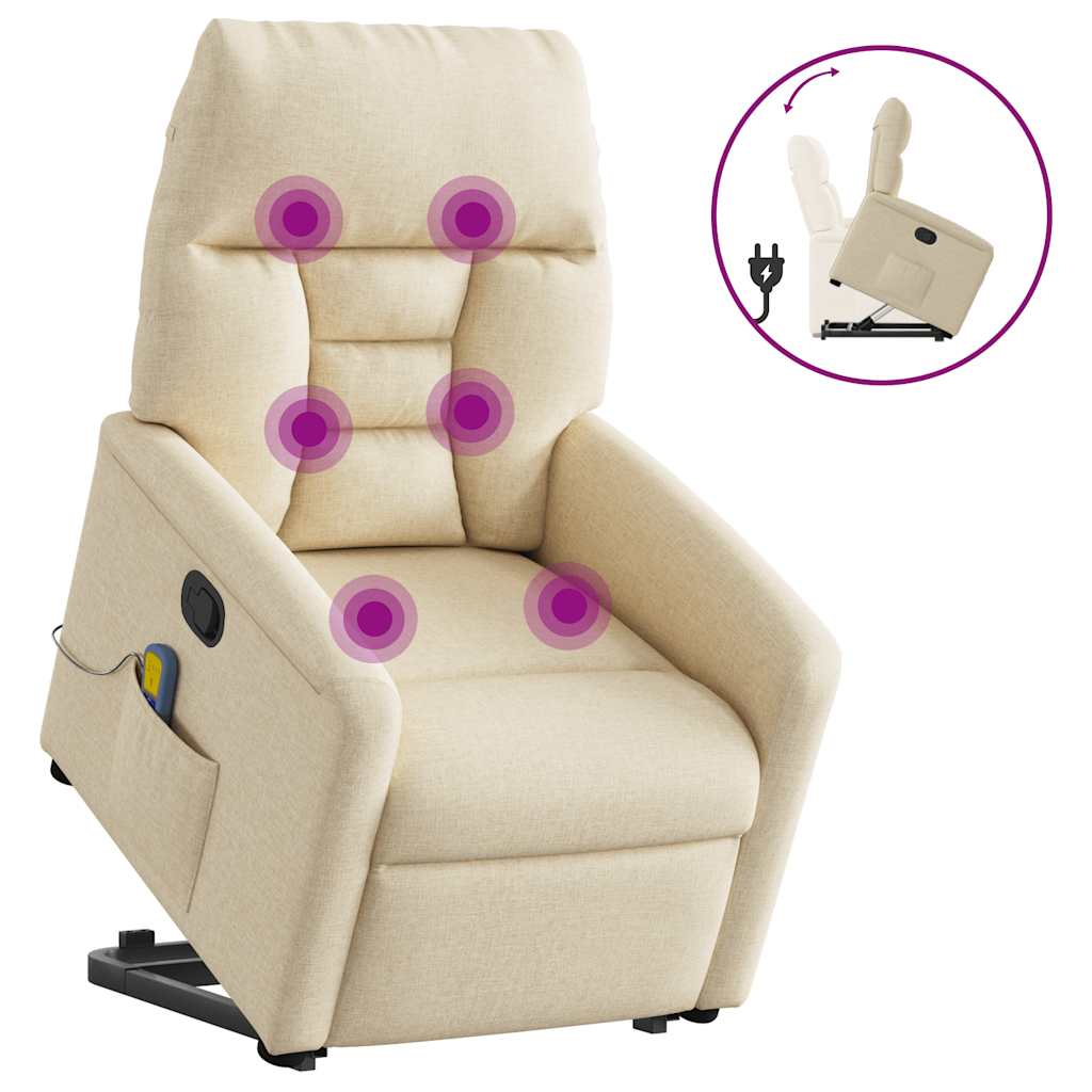Sta-op-massagestoel verstelbaar stof crèmekleurig is nu te koop bij PeponiXL, paradijselijk wonen!