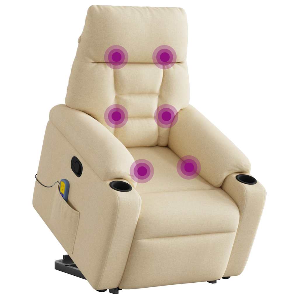 Sta-op-massagestoel verstelbaar stof crèmekleurig is nu te koop bij PeponiXL, paradijselijk wonen!