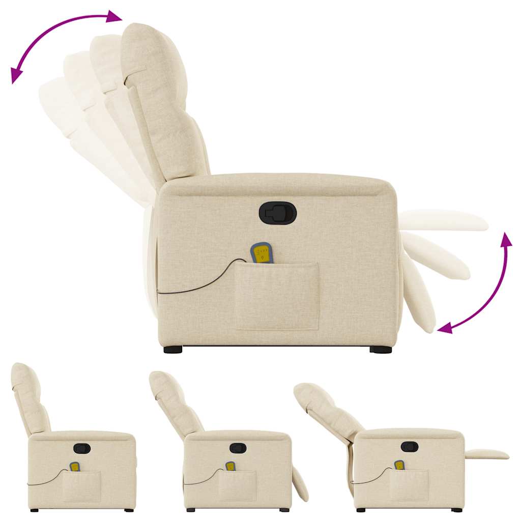 Sta-op-massagestoel verstelbaar stof crèmekleurig is nu te koop bij PeponiXL, paradijselijk wonen!