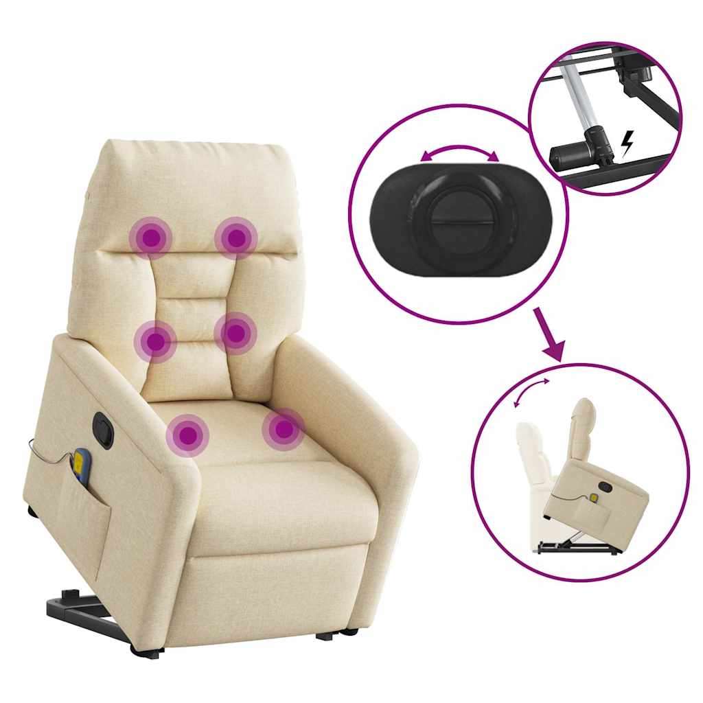 Sta-op-massagestoel verstelbaar stof crèmekleurig is nu te koop bij PeponiXL, paradijselijk wonen!