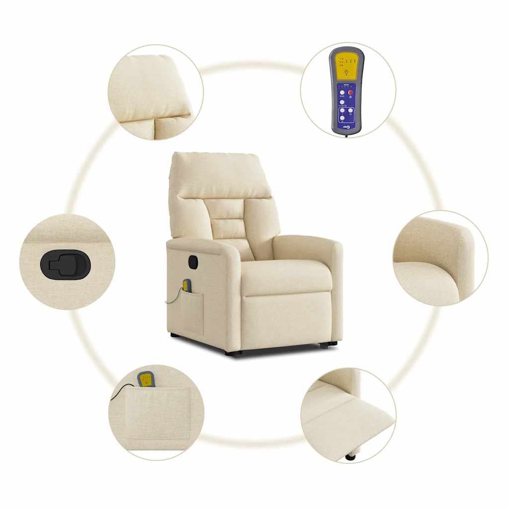 Sta-op-massagestoel verstelbaar stof crèmekleurig is nu te koop bij PeponiXL, paradijselijk wonen!
