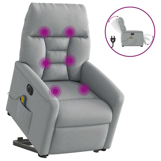 Sta-op-massagestoel elektrisch verstelbaar stof lichtgrijs is nu te koop bij PeponiXL, paradijselijk wonen!