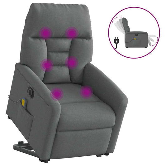 Sta-op-massagestoel elektrisch verstelbaar stof donkergrijs is nu te koop bij PeponiXL, paradijselijk wonen!