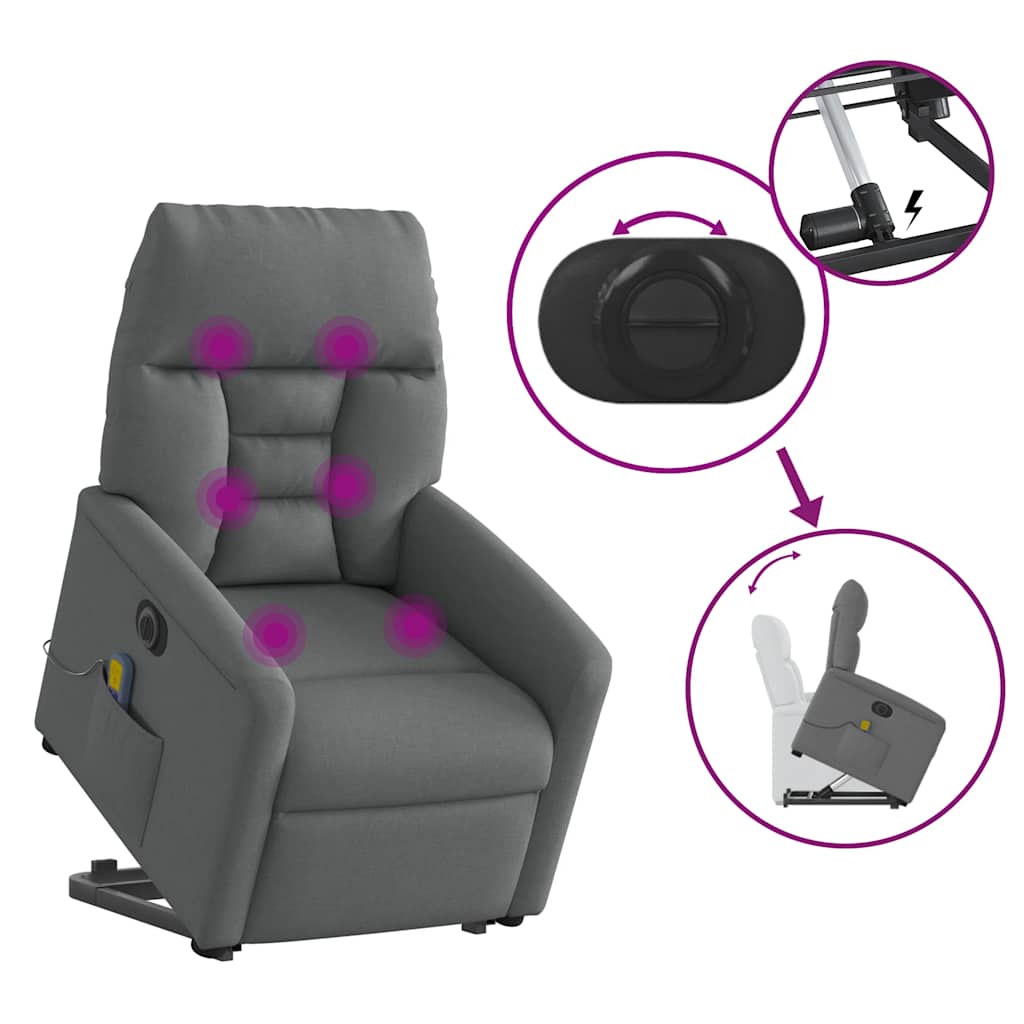Sta-op-massagestoel elektrisch verstelbaar stof donkergrijs is nu te koop bij PeponiXL, paradijselijk wonen!