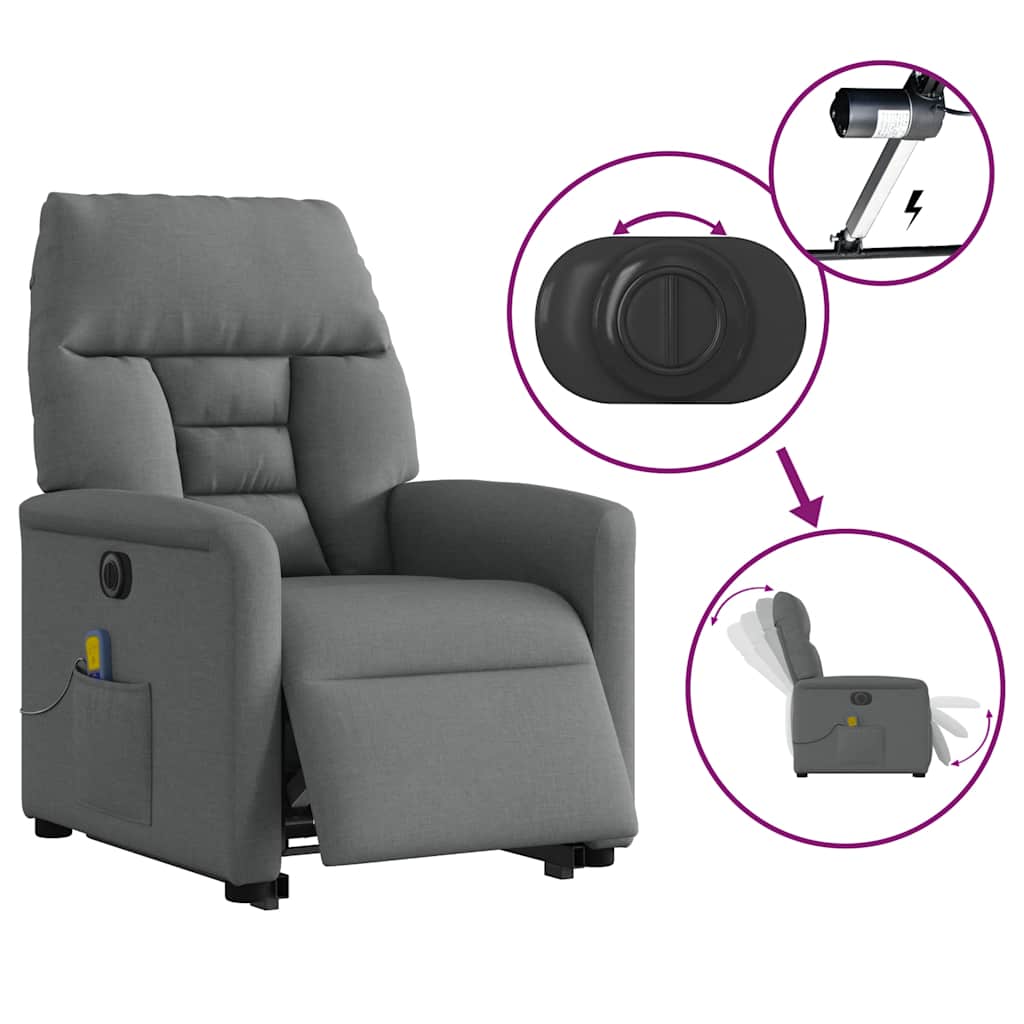 Sta-op-massagestoel elektrisch verstelbaar stof donkergrijs is nu te koop bij PeponiXL, paradijselijk wonen!