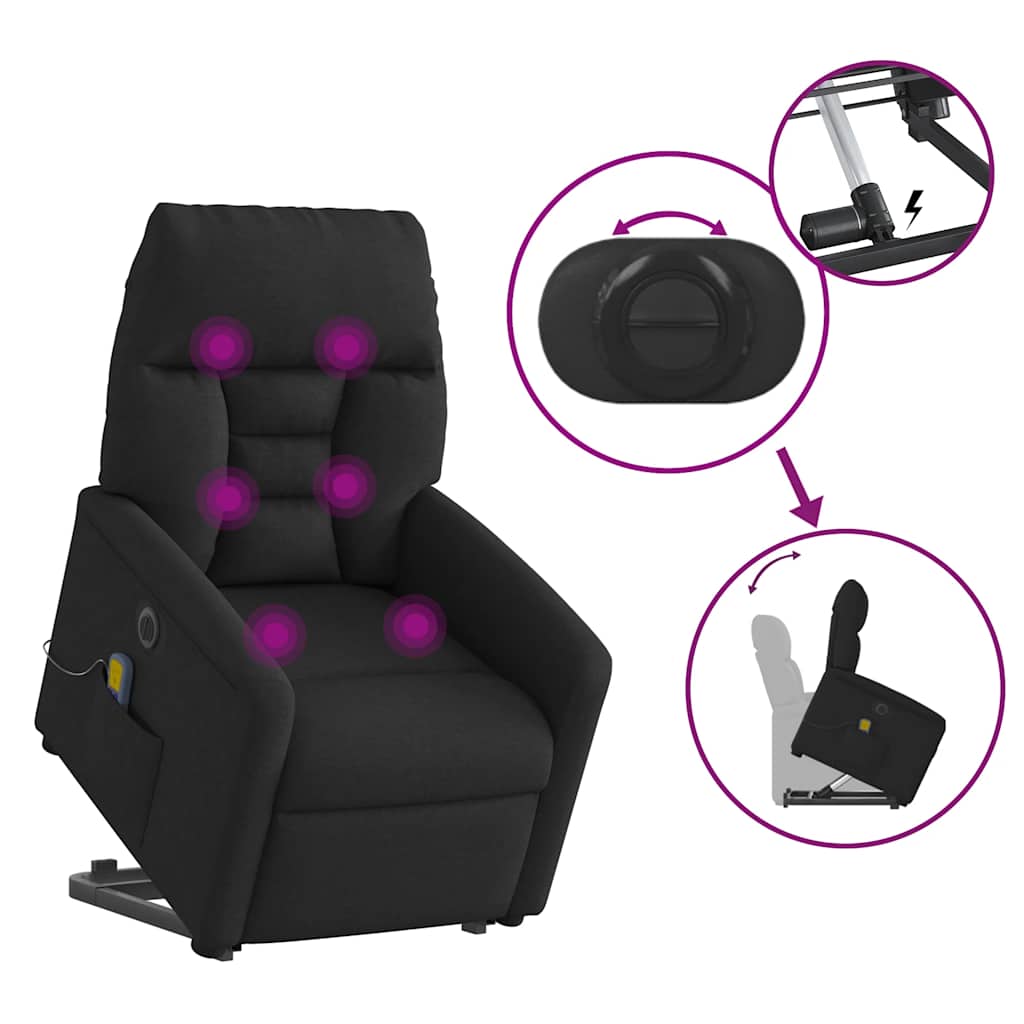 Sta-op-massagestoel elektrisch verstelbaar stof zwart is nu te koop bij PeponiXL, paradijselijk wonen!