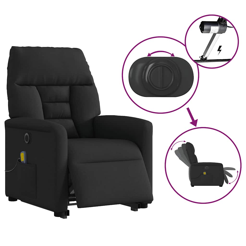 Sta-op-massagestoel elektrisch verstelbaar stof zwart is nu te koop bij PeponiXL, paradijselijk wonen!