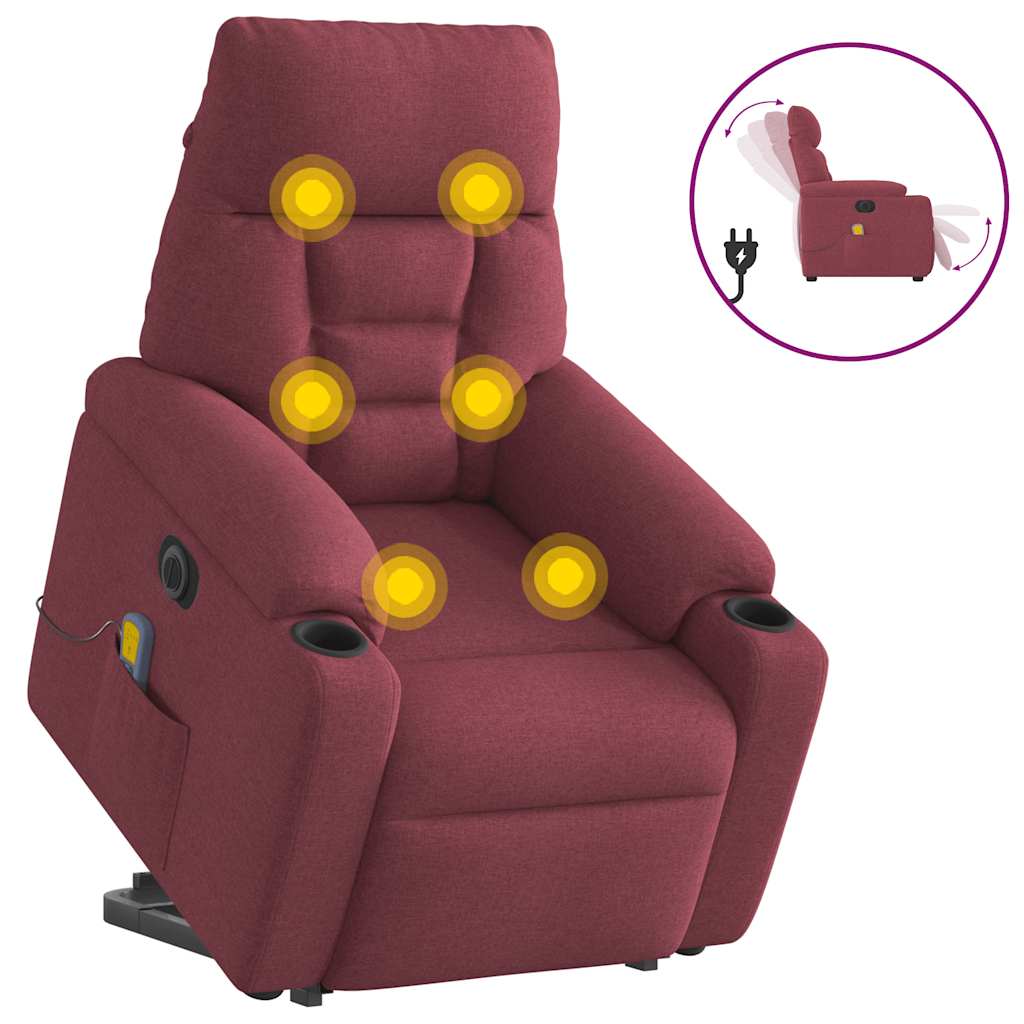 Sta-op-massagestoel elektrisch verstelbaar stof wijnrood is nu te koop bij PeponiXL, paradijselijk wonen!
