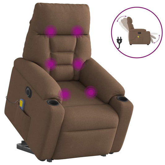 Sta-op-massagestoel elektrisch verstelbaar stof bruin is nu te koop bij PeponiXL, paradijselijk wonen!